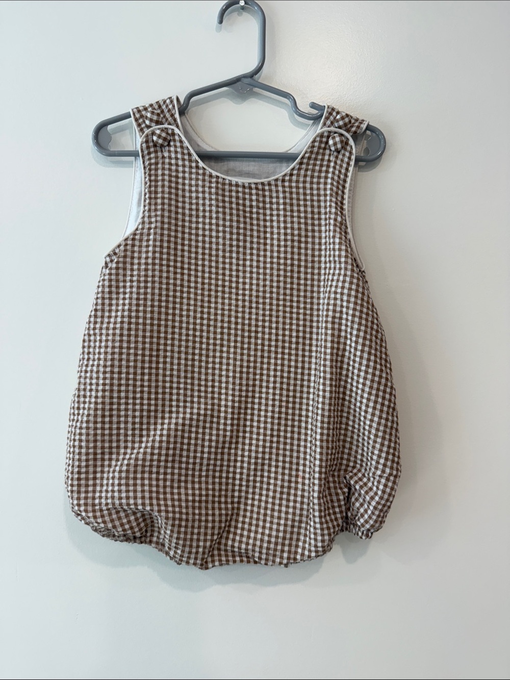 Lil Cactus Brown Gingham Bubble Romper